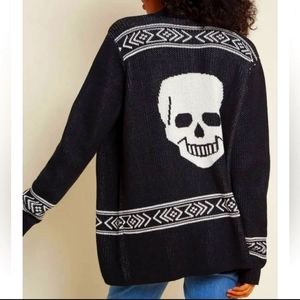 ModCloth Black Skull Knit Cardigan 3x